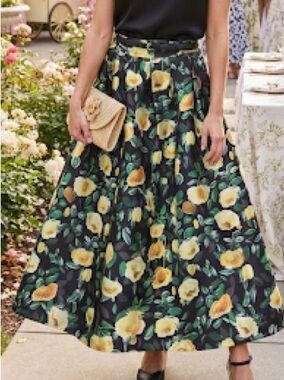 NWT COMME USA FLORAL PRINT MAXI SKIRT L